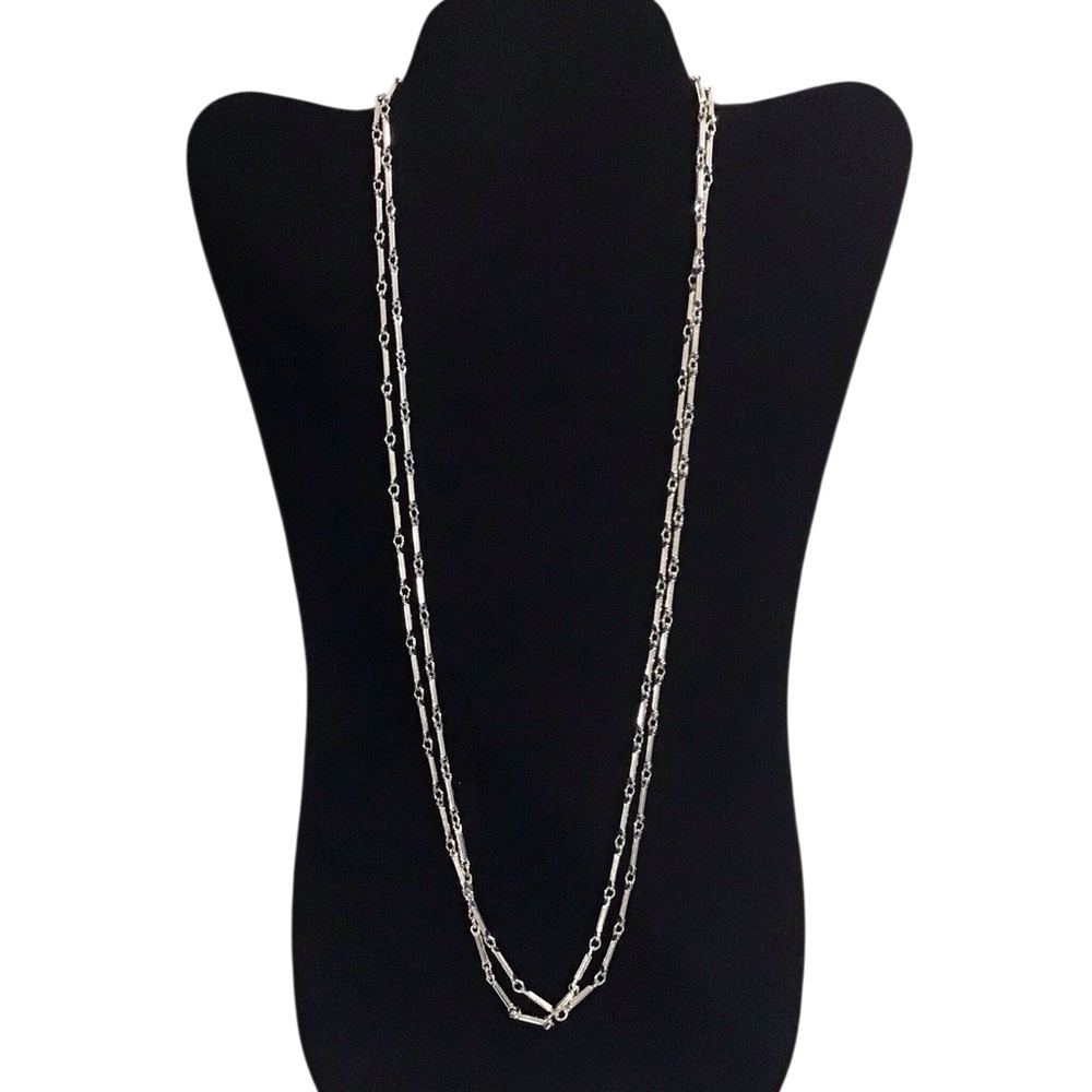 Bar Chain Necklace Silver Tone Fashion Costume Jewelry